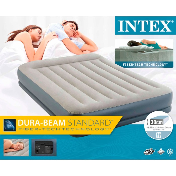 Intex 64164 (152х203х51см) надувная кровать "Prime Comfort" встр.нас. 220В, до 272кг 