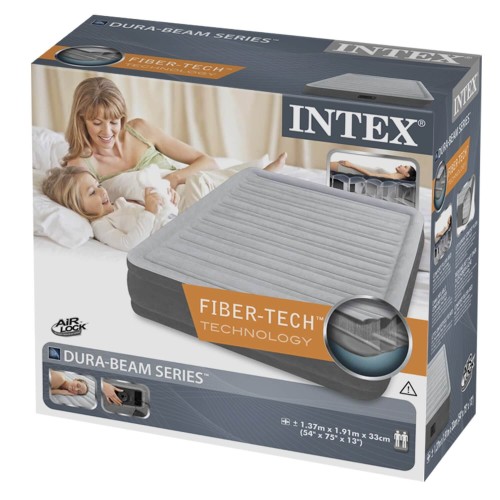 Intex 67766 (99х191х33 см) надувная кровать "Comfort-Plush", встр.нас. 220В, до 136кг