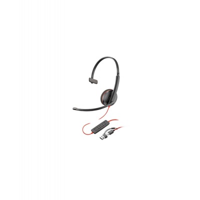 HP Poly BW 3220 USB-C HS +USB-C/A (Bulk), black, гарнитура для ПК