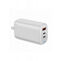 Acer GaN 65W, white, three-port Charger, 2 x typeC and 1 x typeA, EU and UK plug, зарядное устройство