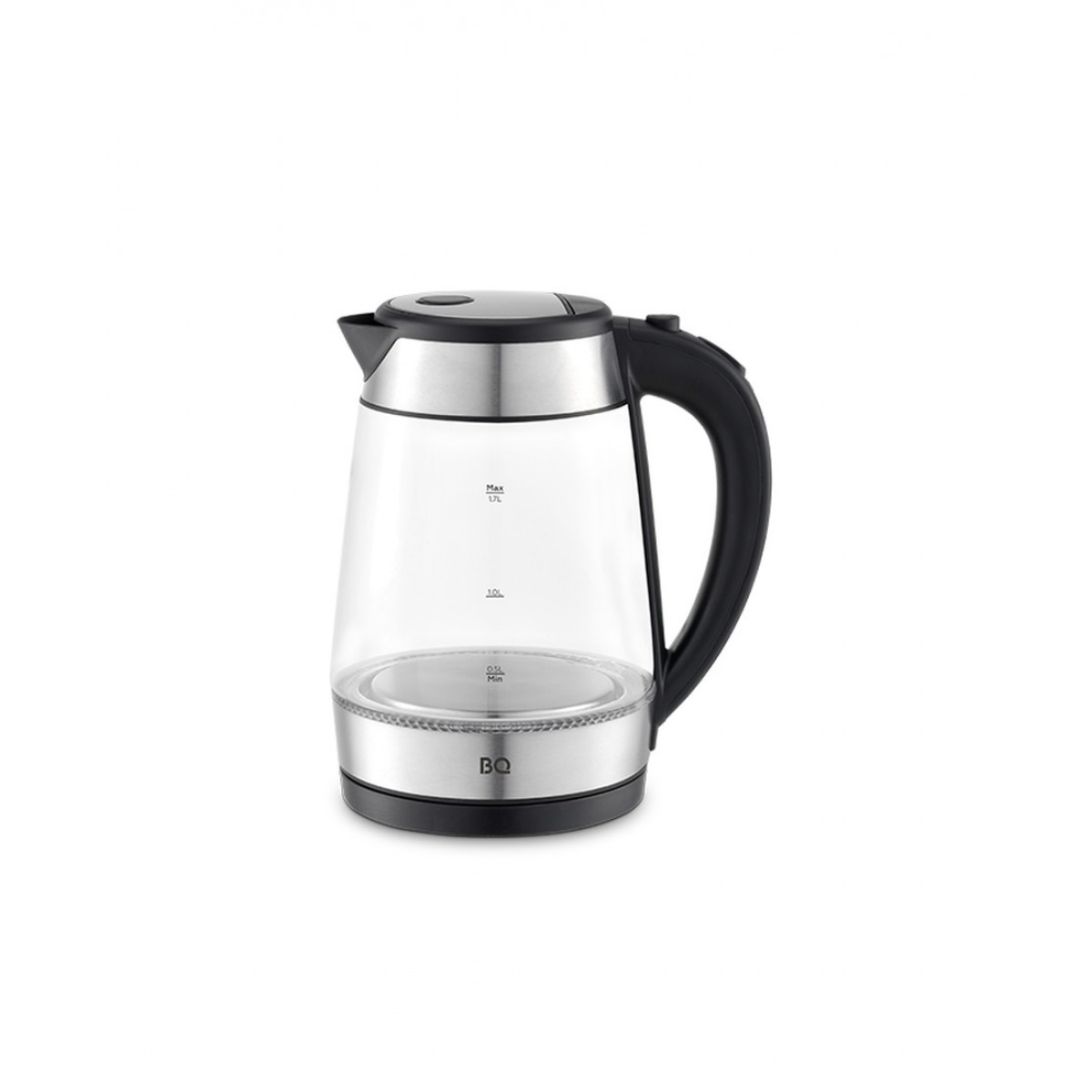 BQ KT1738G, black-steel, чайник стеклянный