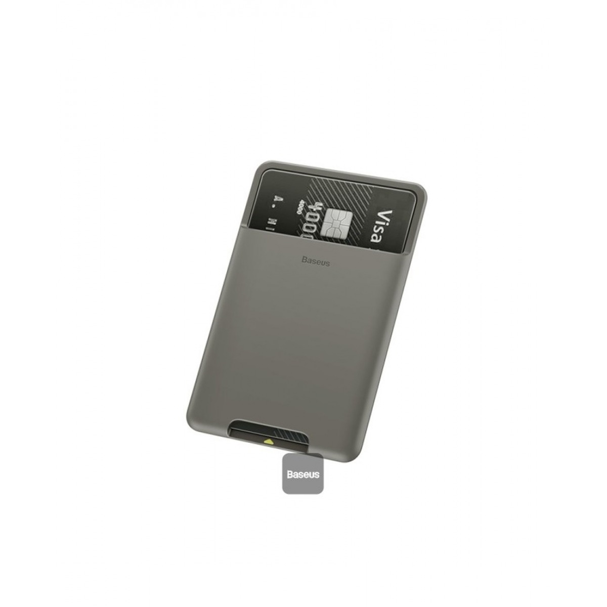 Baseus back stick silicone card bag, Dark Grey, картхолдер