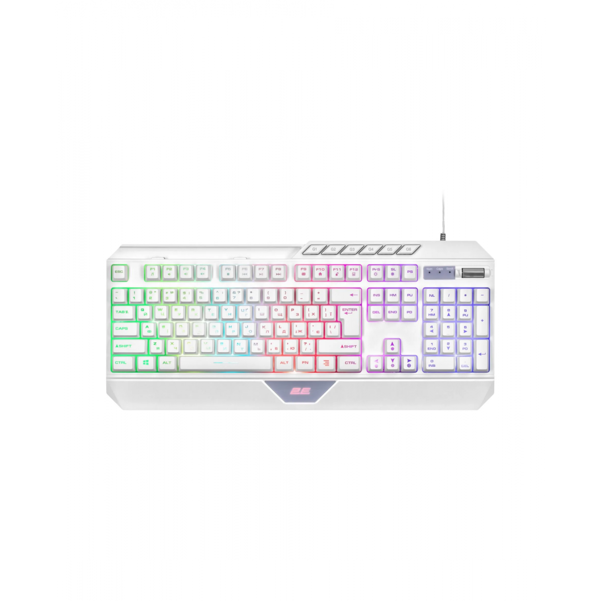2E GAMING KG315 110key, USB-A, EN/RU, RGB, white, клавиатура