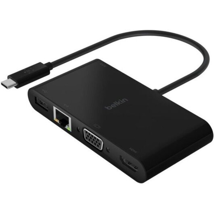 Belkin Adapter USB-C - Ethernet/HDMI/VGA/USB-A 100W PD Black, адаптер