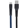2E USB 2.0 to Type-C Flat fabric black/blue 1m, кабель