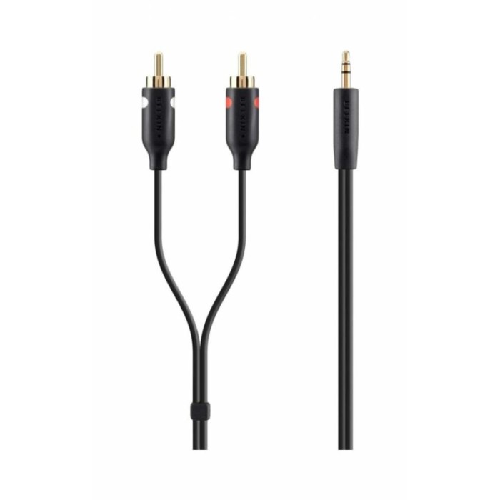 Belkin jack 3.5mm - M/RCA-Mx2 portable 1m black/gold, кабель