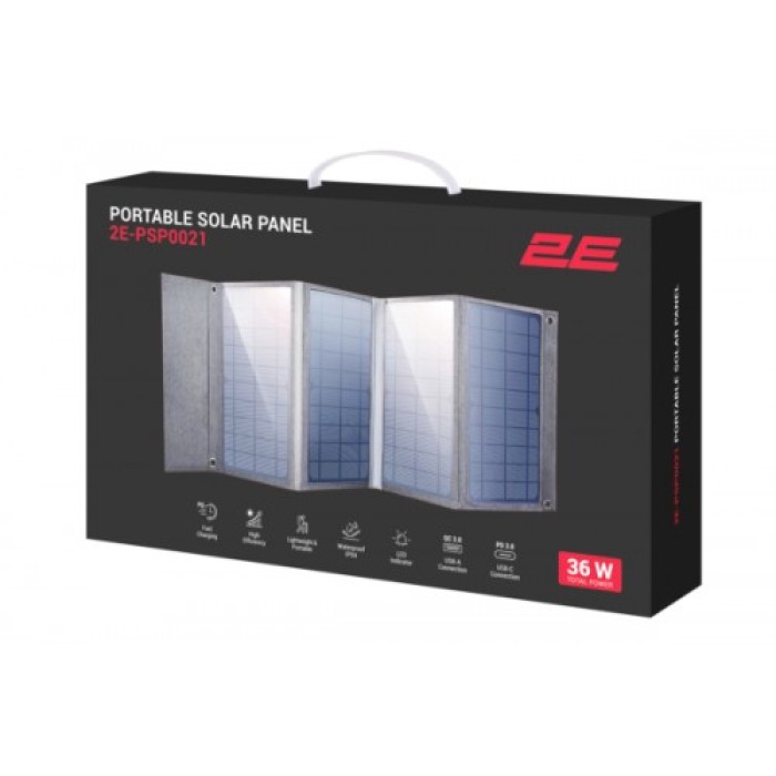 2E portable solar panel 36 W USB-С 20W USB-A 18W, портативная солнечная панель