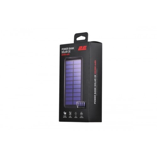 2E Power Bank Solar 20000mAh Black, внешний аккумулятор
