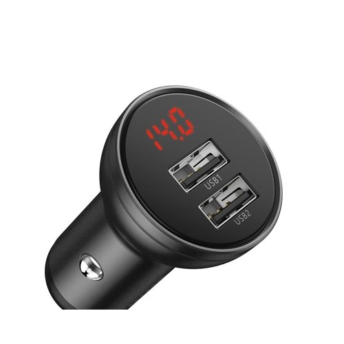 Baseus Digital Display Dual USB 4.8A Car Charger 24W, автомобильное зарядное устройство