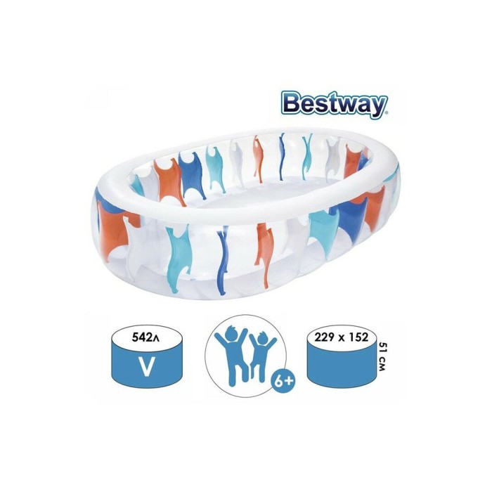 Bestway 54066 "Elliptic", надувной бассейн для детей (229х152х51 см, 542 л)