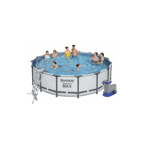 Bestway 56418 Steel Pro Max, каркасный бассейн с фильтр-насосом, лестница (366х100см, 9150 л)