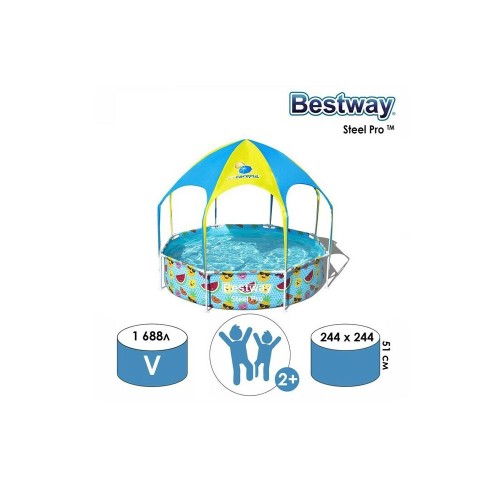 Бассейн, каркасный с навеcом Bestway 56432 (244х51 см, 1688 л)