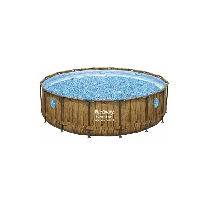 Bestway 56725 Power Steel Swim Vista Set, каркасный бассейн с фильтр-насосом (488х122см, 19480 л)
