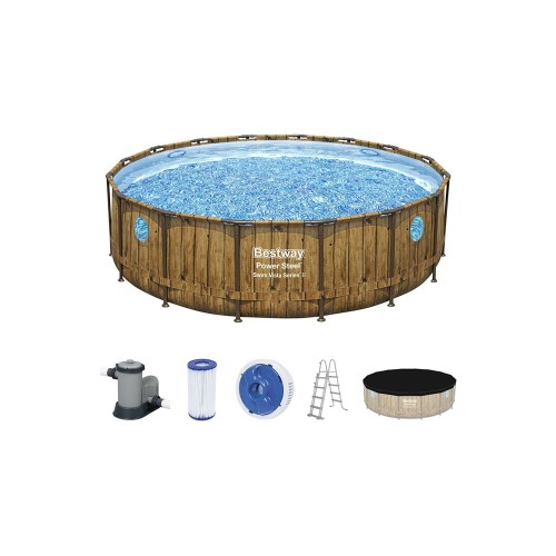 Bestway 56725 Power Steel Swim Vista Set, каркасный бассейн с фильтр-насосом (488х122см, 19480 л)