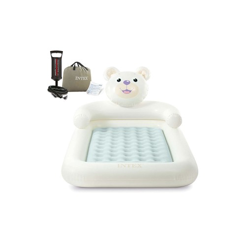 Intex 66814NP (114х178х71 см) детский надувной матрас, "Bear Kidz Travel" с ручным насосом, 3-6 лет