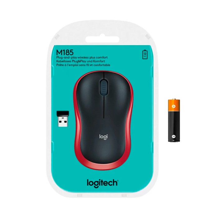 Logitech M185 Wireless Mouse Red, беспроводная мышь