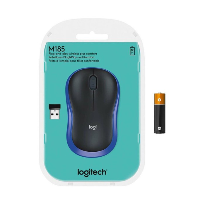 Logitech M185 Wireless Mouse blue, беспроводная мышь