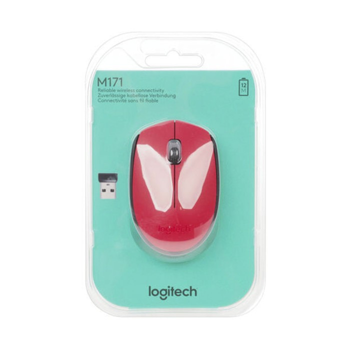 Logitech M171 Wireless Mouse red, беспроводная мышь