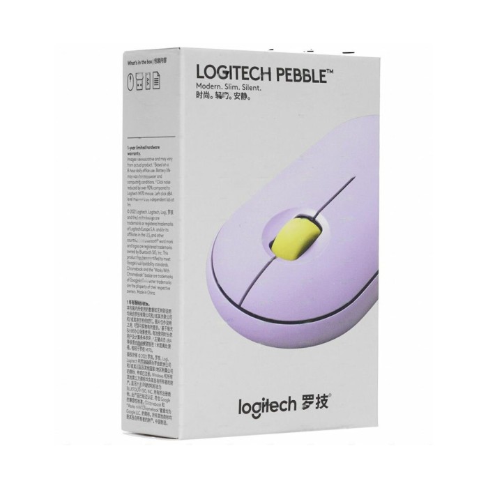 Logitech Pebble M350 Bluetooth Mouse Lavender lemonade, беспроводная мышь