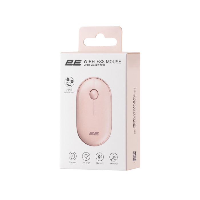 2E MF300 Silent WL BT Mallow pink, мышь