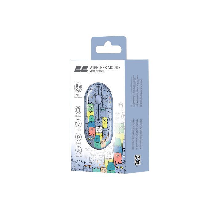 2E MF300 Silent WL BT PETS:CATS, мышь