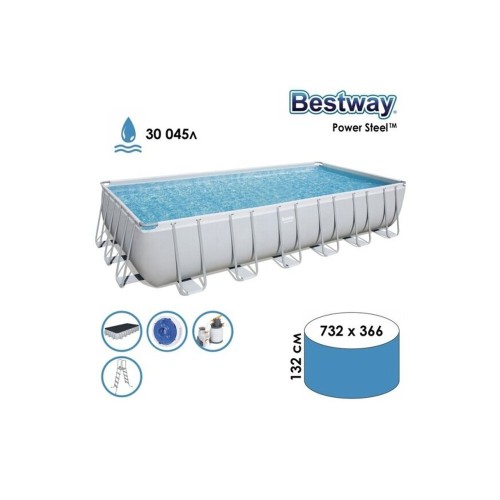 Bestway 56475 Power Steel, каркасный бассейн, комплект (732х366х132 см, 30045 л)
