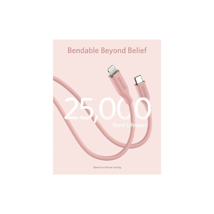 Anker PowerLine III Flow USB-C with lightning connector 3ft Pink Usb кабель