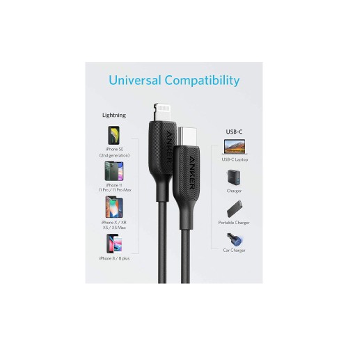 Anker PowerLine III USB-C to lightning 2.0 3ft Black Usb кабель