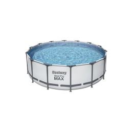 Bestway 5612Х Steel Pro Max, каркасный бассейн с фильтр-насосом, лестница, тент (427х122см, 15232 л)