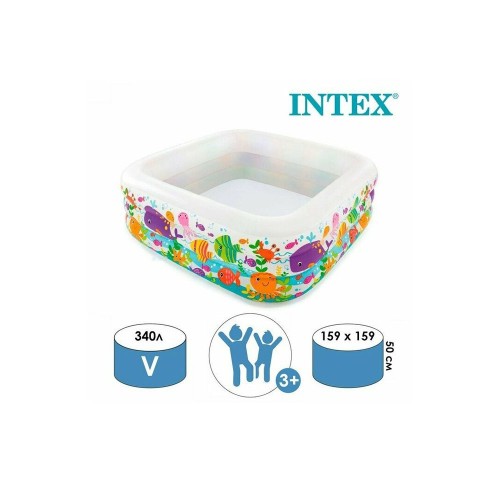Intex 57471 "Аквариум", надувной бассейн для детей (159x159x50 см, 499 л)