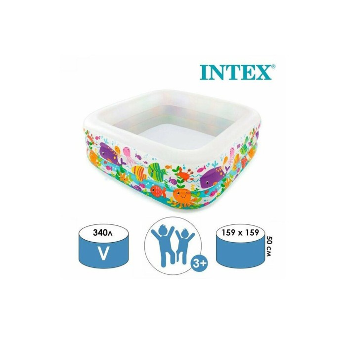 Intex 57471 "Аквариум", надувной бассейн для детей (159x159x50 см, 499 л)