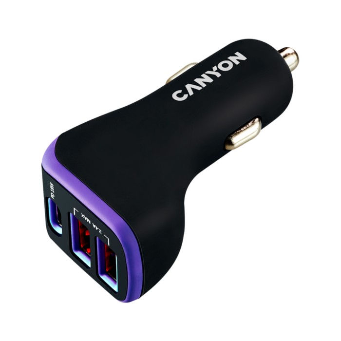 Canyon C-08 black/purple, автомобильное зарядное устройство