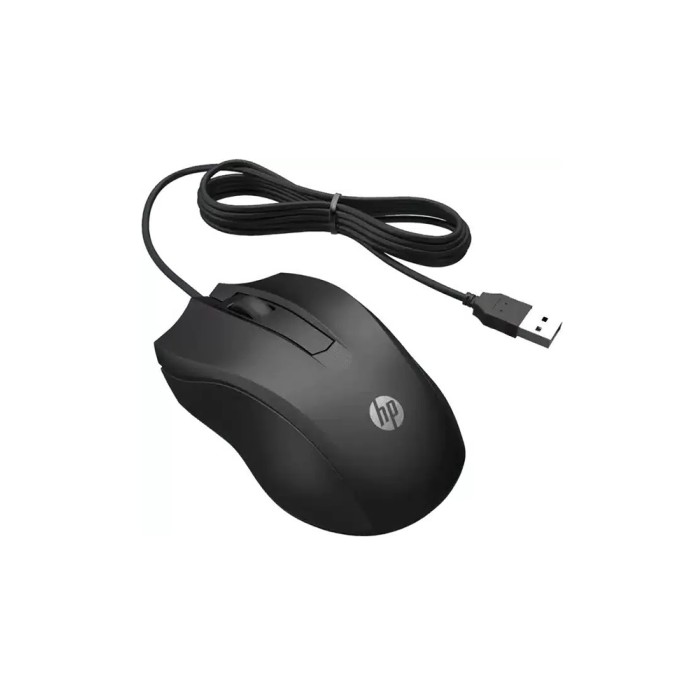 HP 100 Wired Mouse - Black, мышь