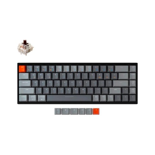 Keychron K6 68 Key Aluminum Frame HotSwappable RGB Brown Russian Layout, клавиатура игровая