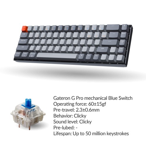 Keychron K6 68 Key HotSwappable RGB Blue Russian Layout, клавиатура игровая