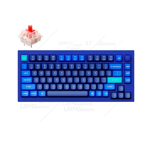 Keychron Q1 QMK Custom HotSwappable Gateron Phantom Red Switch Full Assembled Navy Blue RGB with Knob Russian Layout, клавиатура игровая