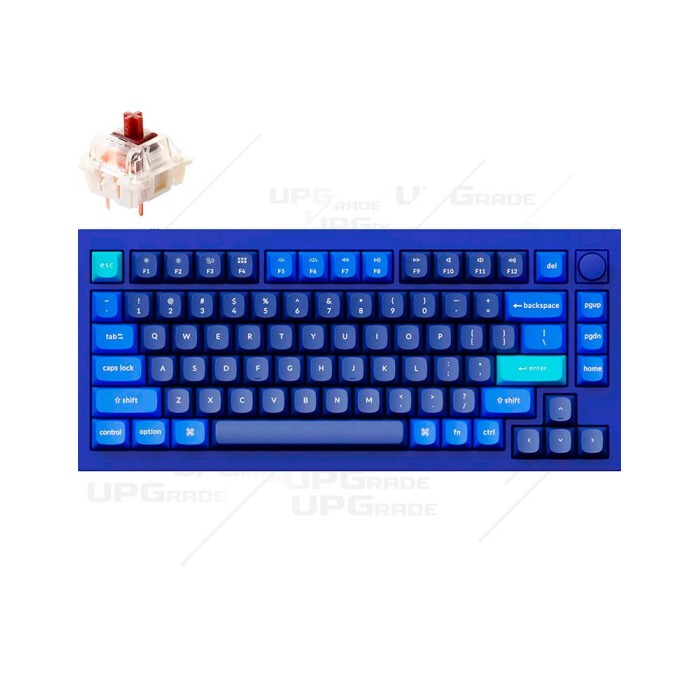 Keychron Q1 QMK Custom HotSwappable Gateron Phantom Brown Switch Full Assembled Navy Blue RGB with Knob Russian Layout, клавиатура игровая