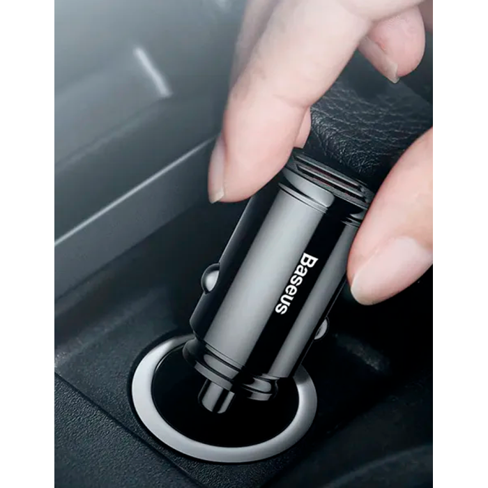 Baseus Circular Plastic A+A 30W Dual QC3.0 Quick Car Charger, автомобильное зарядное устройство