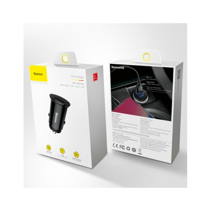 Baseus Circular Plastic A+C 30W PPS Car Charger, автомобильное зарядное устройство