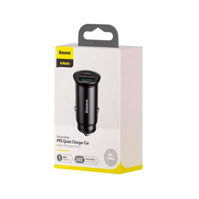 Baseus Circular Metal PPS Quick Charger 30W, автомобильное зарядное устройство