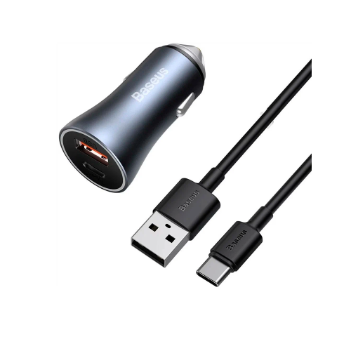 Baseus Golden Contactor Pro Dual Quick Charger Car Charger U+C 40W + кабель USB - Type-C, автомобильное зарядное устройство