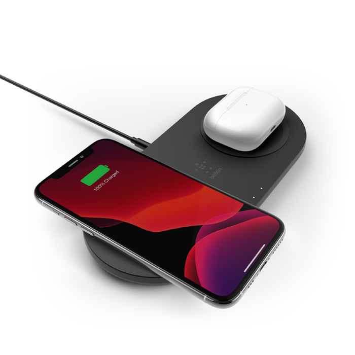 Belkin Wireless Dual Pads Wireless Charging Qi 15W black, беспроводная зарядка