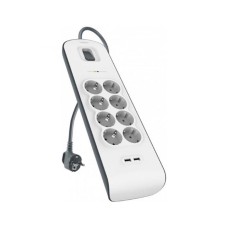 Belkin 8хSchuko 2xUSB 2.4A c защитой от перенапряжения 900 Дж 2m white, cетевой фильтр