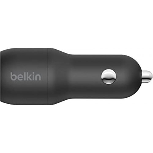 Belkin DUAL USB-A CAR CHARGER w/ 1M PVC A-LTG 24W BLK, автомобильное зарядное устройство