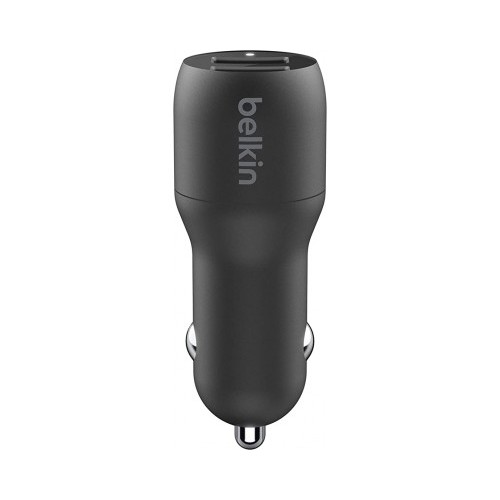 Belkin DUAL USB-A CAR CHARGER w/ 1M PVC A-LTG 24W BLK, автомобильное зарядное устройство