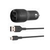 Belkin DUAL USB-A CAR CHARGER w/ 1M PVC A-mUSB 24W BLK, автомобильное зарядное устройство