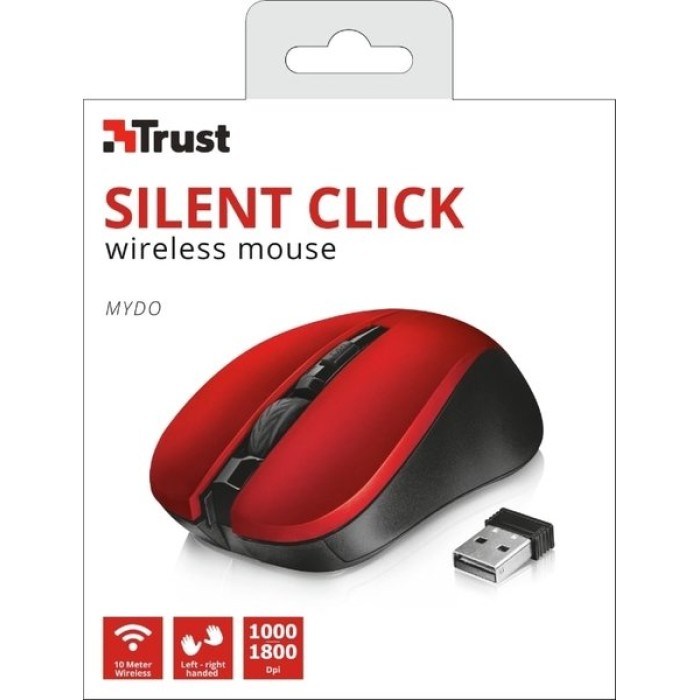 Trust MYDO SILENT WL red, беспроводная мышь