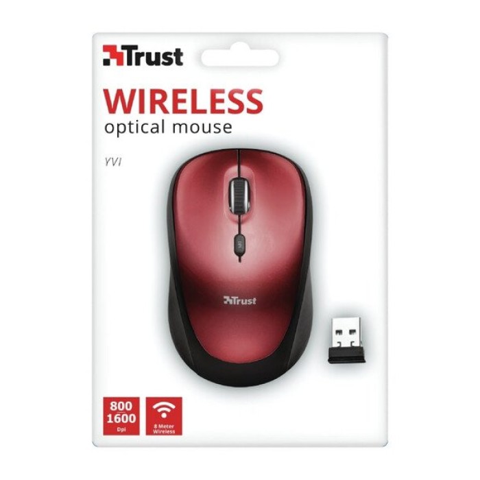 Trust YVI WIRELESS MOUSE red, беспроводная мышь