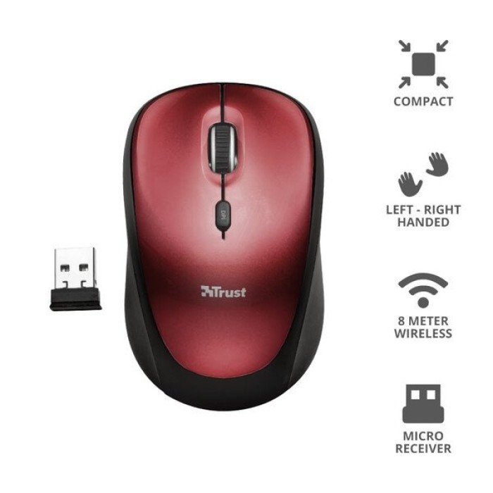 Trust YVI WIRELESS MOUSE red, беспроводная мышь