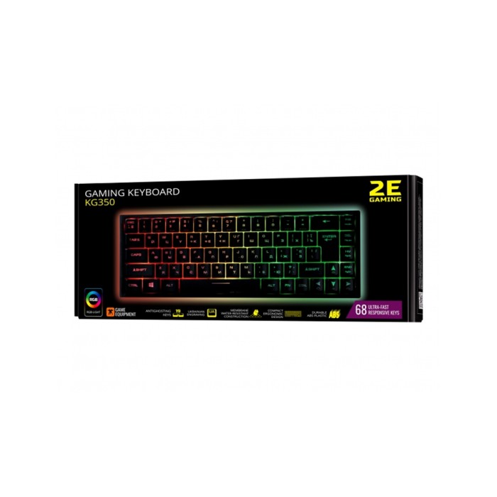 2E GAMING KG350 RGB 68key USB Black Ukr, клавиатура игровая